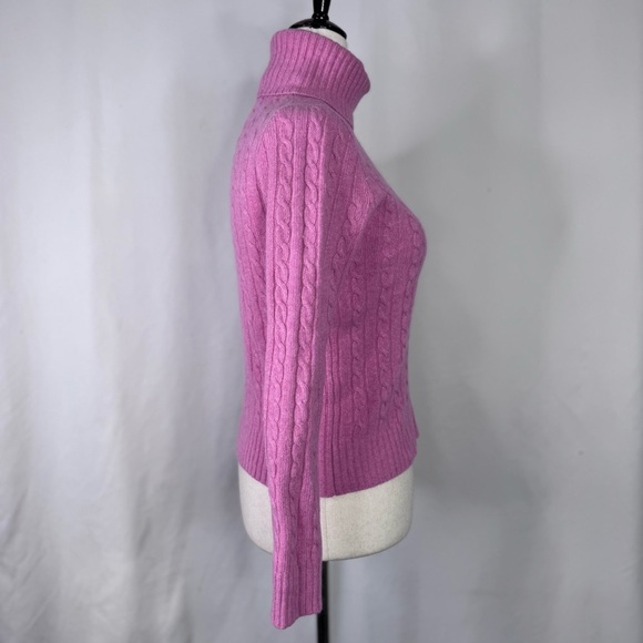 J. Crew Rose Pink Cable Knit Turtleneck Sweater Cashmere blend - Picture 3 of 5